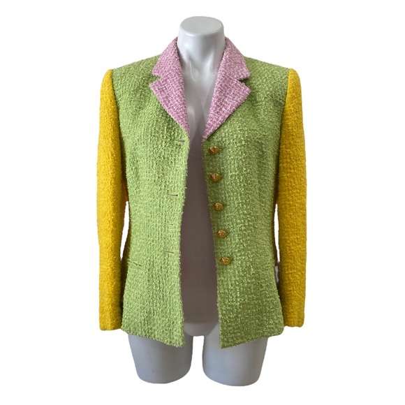 ESCADA multicolored WOOL Boucle blazer jacket - sz 38 - lined - designer - - Picture 3 of 12